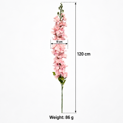 Artificial Blush Pink Delphinium Flower Stick – 120 cm Tall Floral Stem for Vases, Home & Wedding Décor