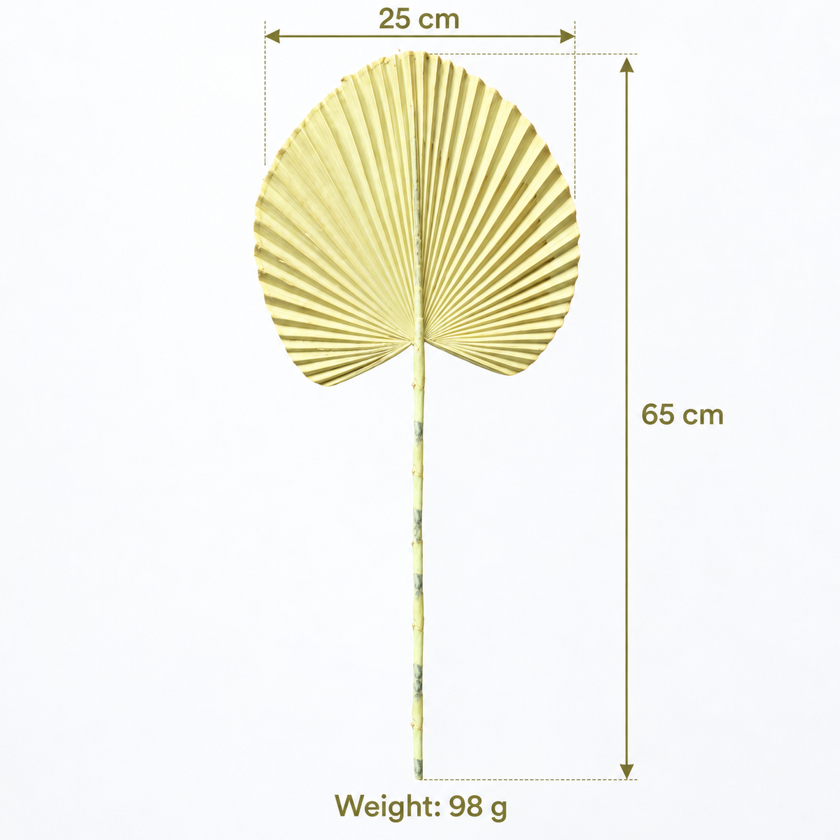 Artificial Cream Fan Palm Leaf Stick – 65 cm Decorative Stem for Vases, Home & Wedding Décor