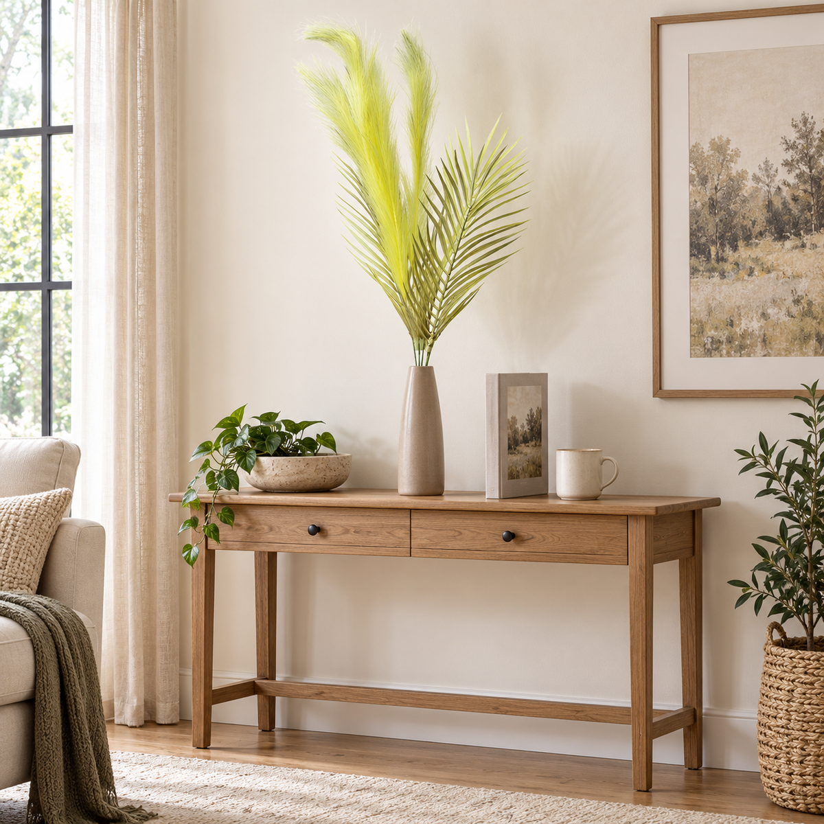 Artificial Cream Pampas Grass Bunch – 70 cm Decorative Plume Spray for Vases, Home & Wedding Décor