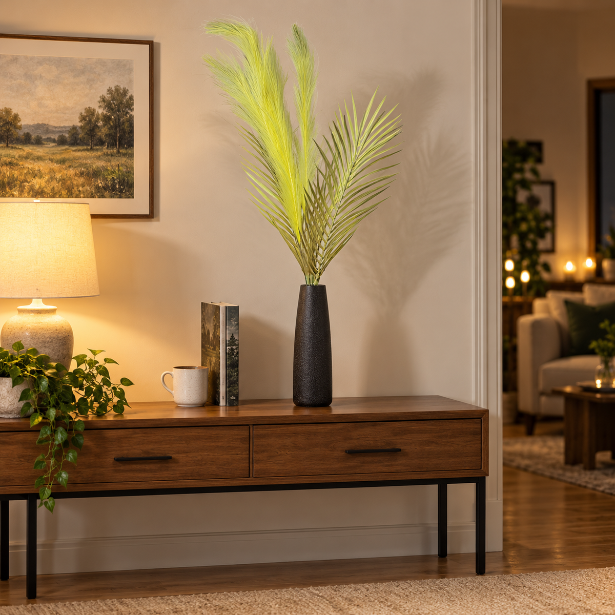 Artificial Cream Pampas Grass Bunch – 70 cm Decorative Plume Spray for Vases, Home & Wedding Décor