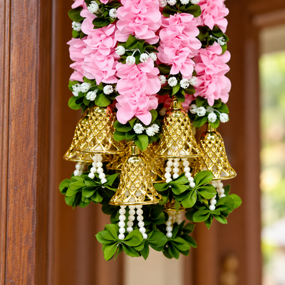 Artificial Flower Garland with Golden Bell | Pack of 10