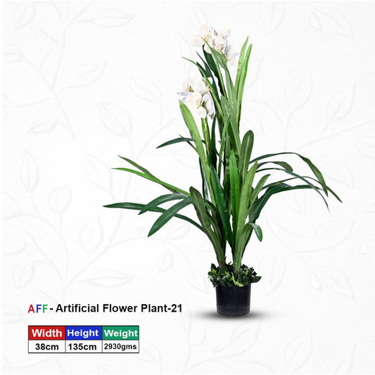 Artificial White Orchid Flowering Potted Plant
