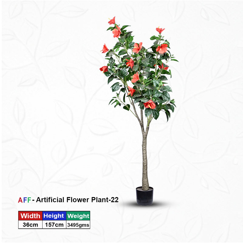 Artificial Plant Hibiscus Flowering Potted Tree
