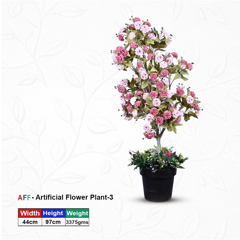 Artificial Plant Pink Blossom Pom-Pom Potted Tree