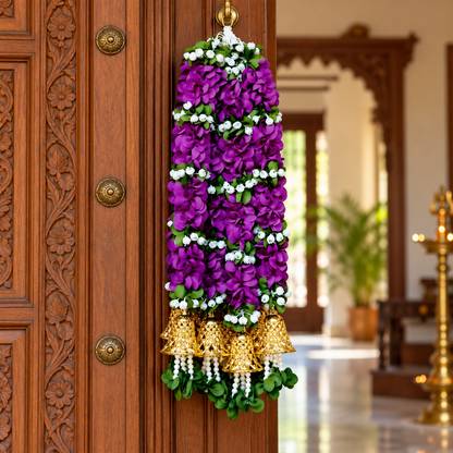 Artificial Flower Garland with Golden Bell | Pack of 10
