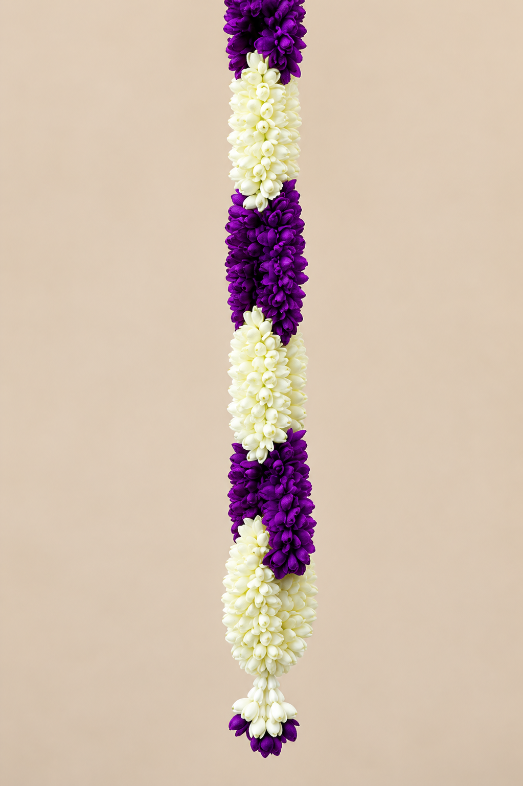 Artificial Flower Garland Sakad Ladi Dark Purple & White | Pack of 1