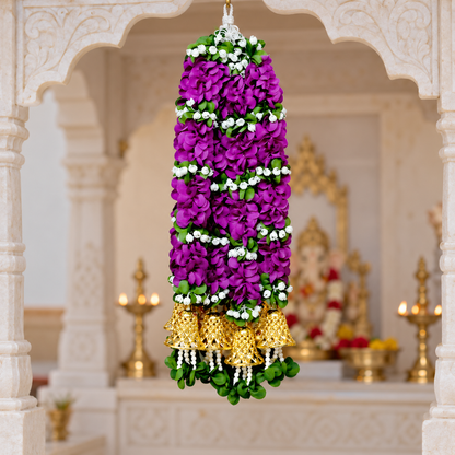 Artificial Flower Garland with Golden Bell | Pack of 10