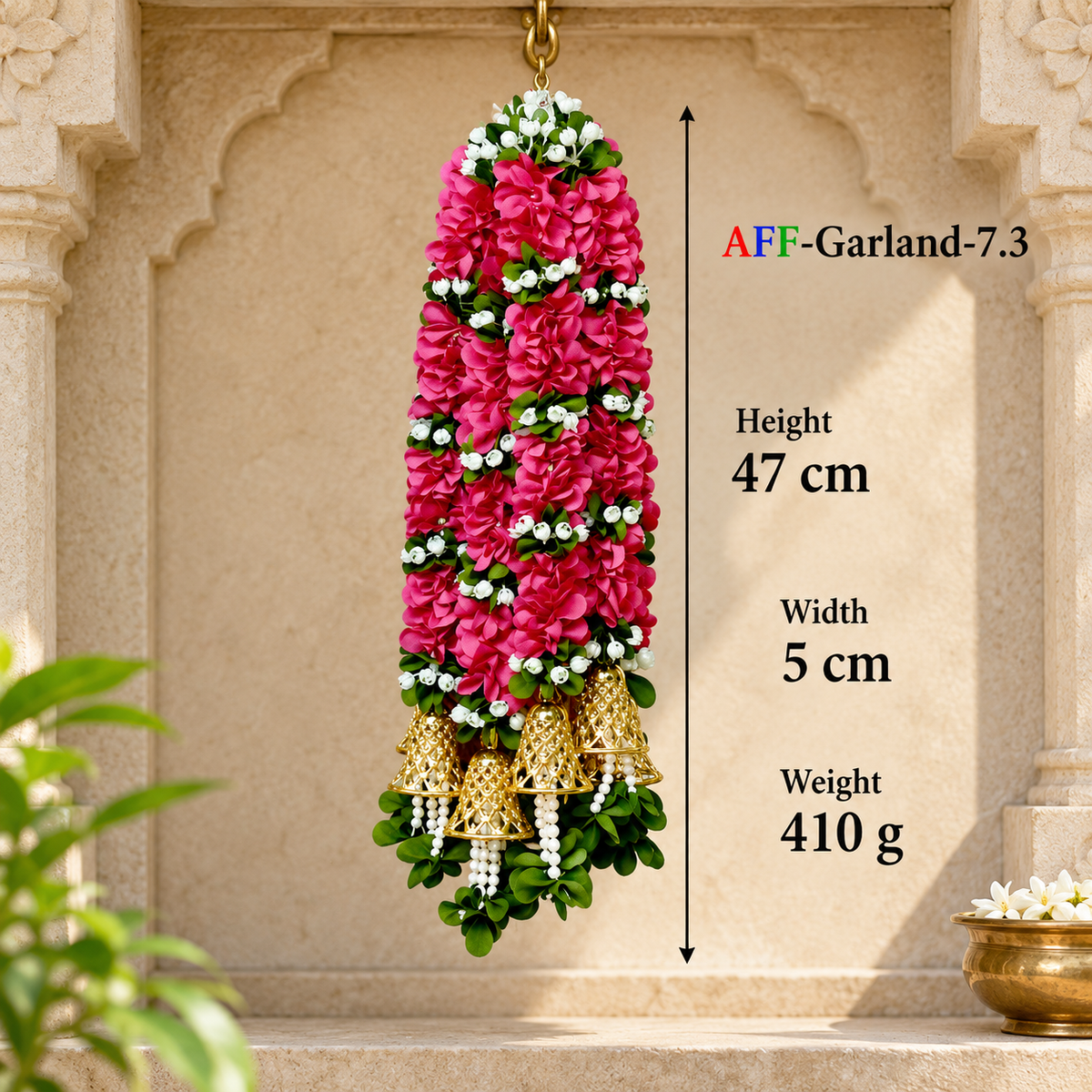 Artificial Flower Garland with Golden Bell | Pack of 10
