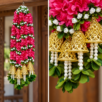 Artificial Flower Garland with Golden Bell | Pack of 10
