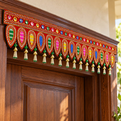 Multicolour Traditional Beaded Door Toran with Pearl Tassels for Wedding & Festive Decoration – 103 cm | Pack of 1