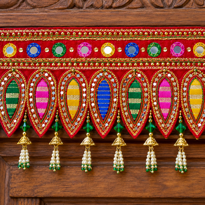 Multicolour Traditional Beaded Door Toran with Pearl Tassels for Wedding & Festive Decoration – 103 cm | Pack of 1