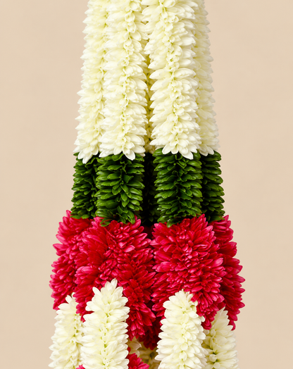 Artificial Small Flower Garland Sakad Ladi Red & White | Pack of 10