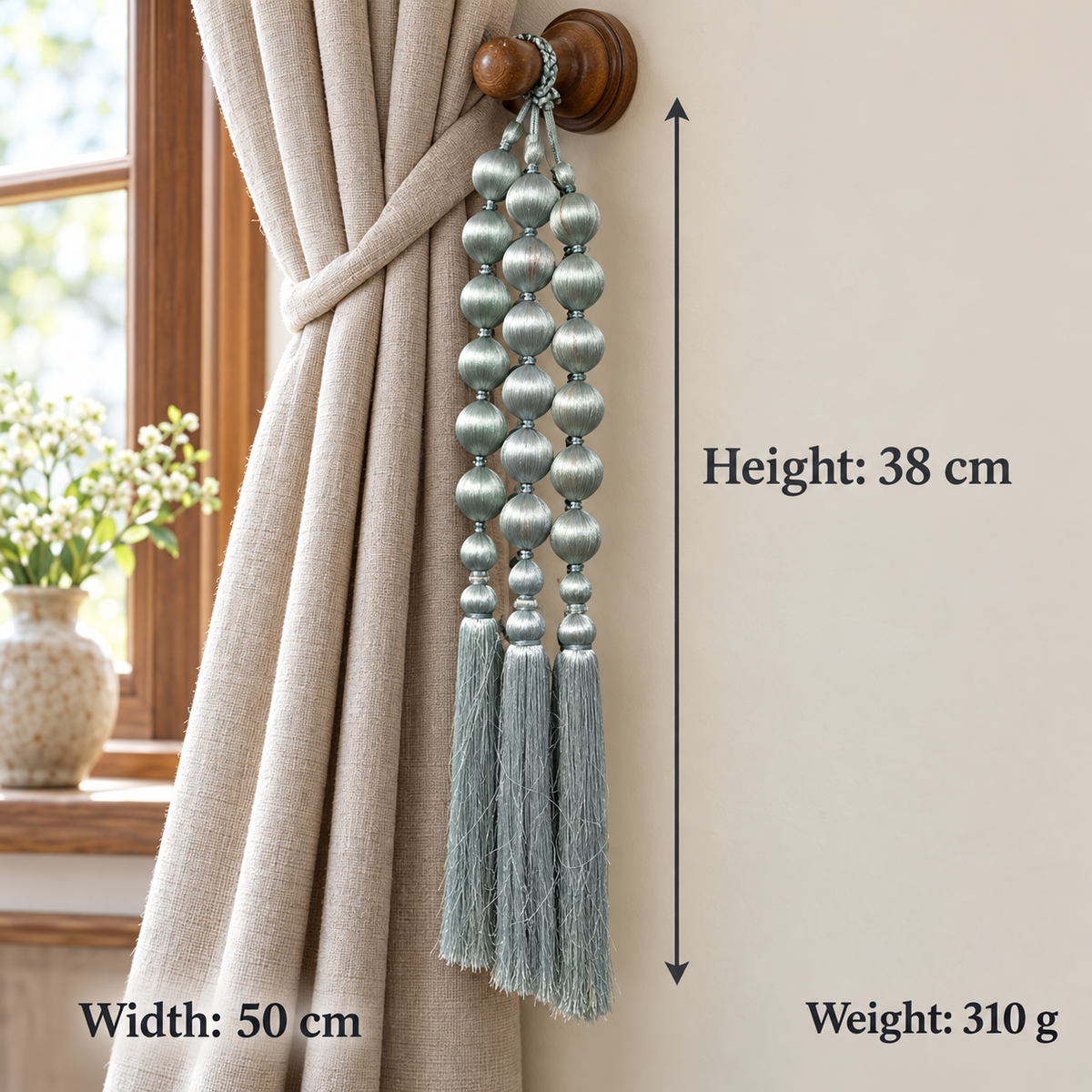 Silver Grey Decorative Ball & Tassel Hanging Jhumar for Wedding & Festive Decoration – 38 cm |Pack of 5