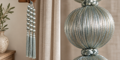 Silver Grey Decorative Ball & Tassel Hanging Jhumar for Wedding & Festive Decoration – 38 cm |Pack of 5