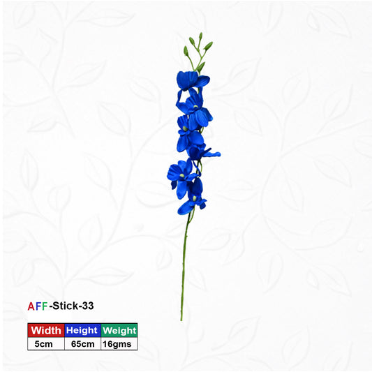 Artificial Dark Blue Silk American Orchid Flowers Branch | AFF Stick 33
