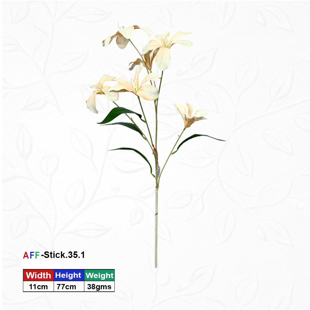 Artificial White Golden Lily Faux Flower | AFF Stick 35.1