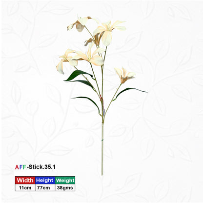 Artificial White Golden Lily Faux Flower | AFF Stick 35.1