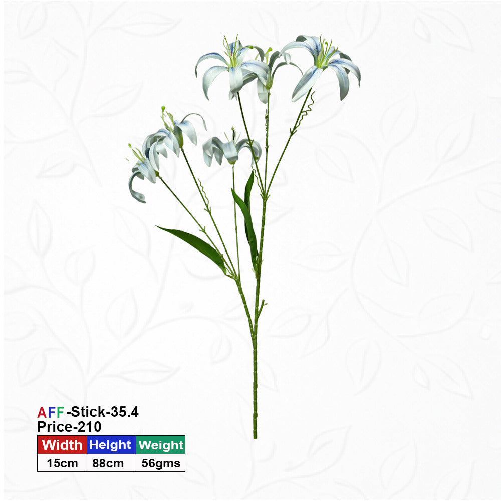 Artificial Light Blue Lily Faux Flower | AFF Stick 35.4