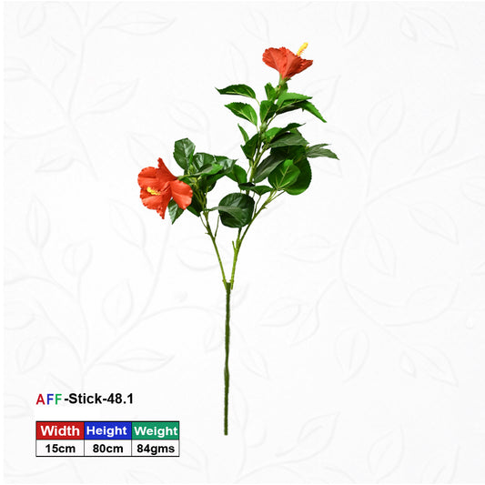 Artificial Habiscus Plant with Red Flower | AFF Stick -48.1