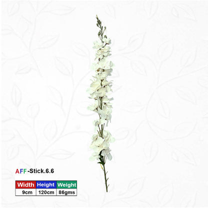 Artificial White Delphinium Leafy Faux Flower Stick