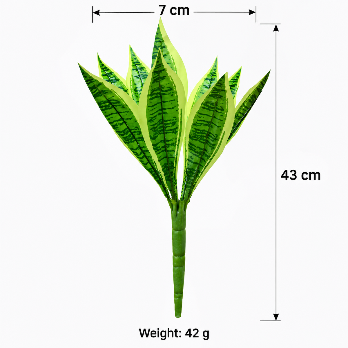 Artificial Snake Plant Leaf Bunch – 43 cm Variegated Green Foliage for Pots, Home & Office Décor