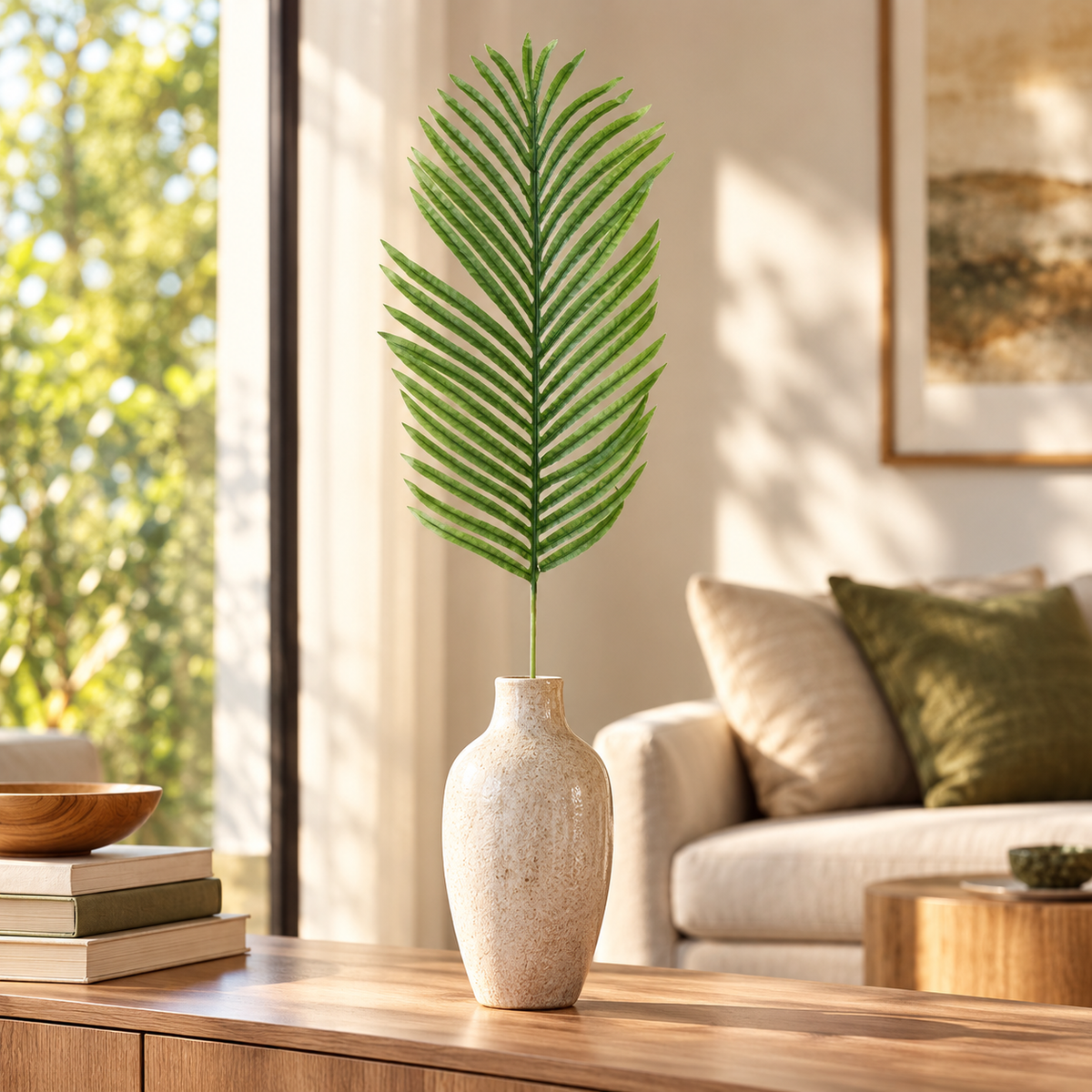 Artificial Green Palm Leaf Stick – 90 cm Decorative Foliage Stem for Vases, Floral Arrangements & Event Décor