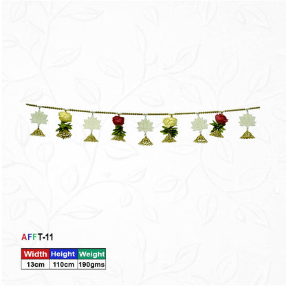 Premium Artificial Floral Toran with Golden Cage Bells