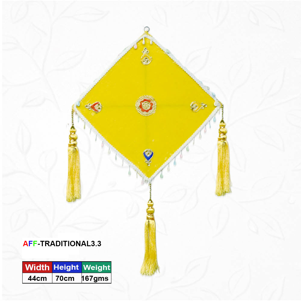 Artificial Traditional Yellow Tassel Diamond Hanging