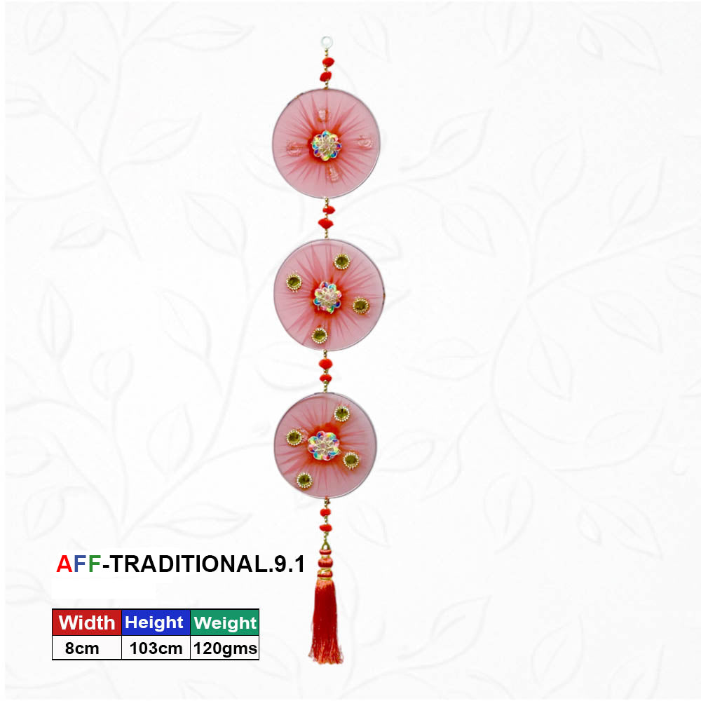 Artificial Traditional Triple Mandala Red Hanging