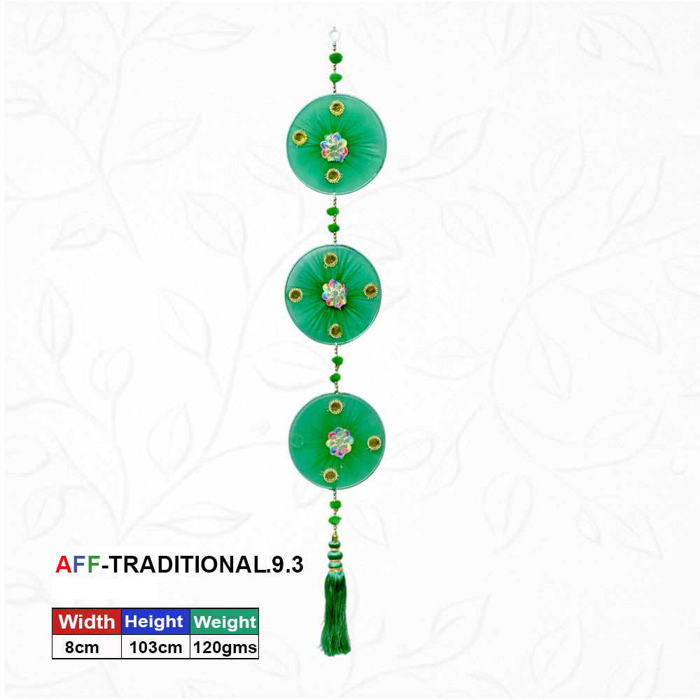 Artificial Traditional Triple Mandala Green Hanging