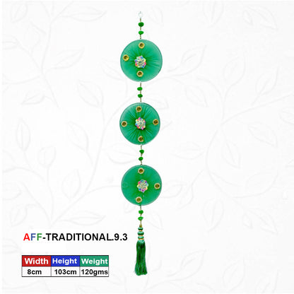Artificial Traditional Triple Mandala Green Hanging