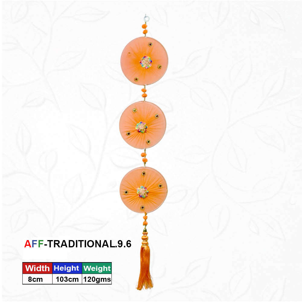 Artificial Traditional Triple Mandala Orange Hanging