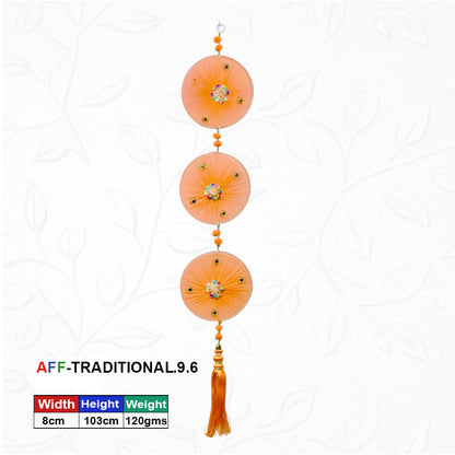 Artificial Traditional Triple Mandala Orange Hanging