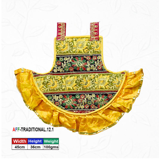 Artificial Traditional Embroidered Hanging Yellow Fan