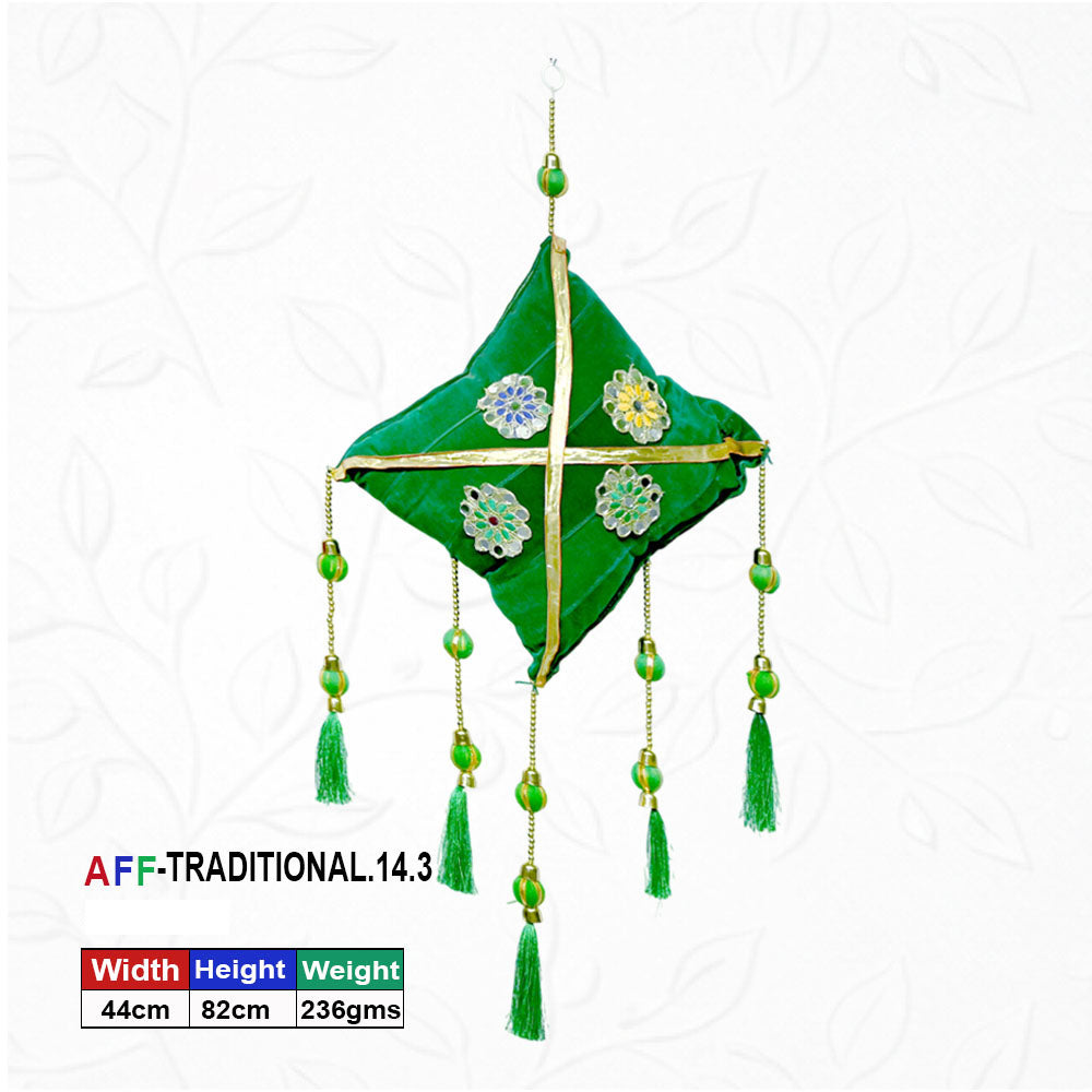 Artificial Traditional Crimson Velvet Kite Green Hanging