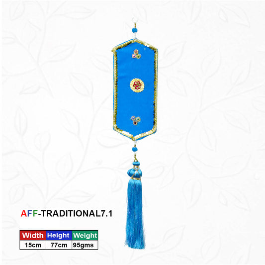 Artificial Traditional Hexagonal Cerulean Blue Hanging