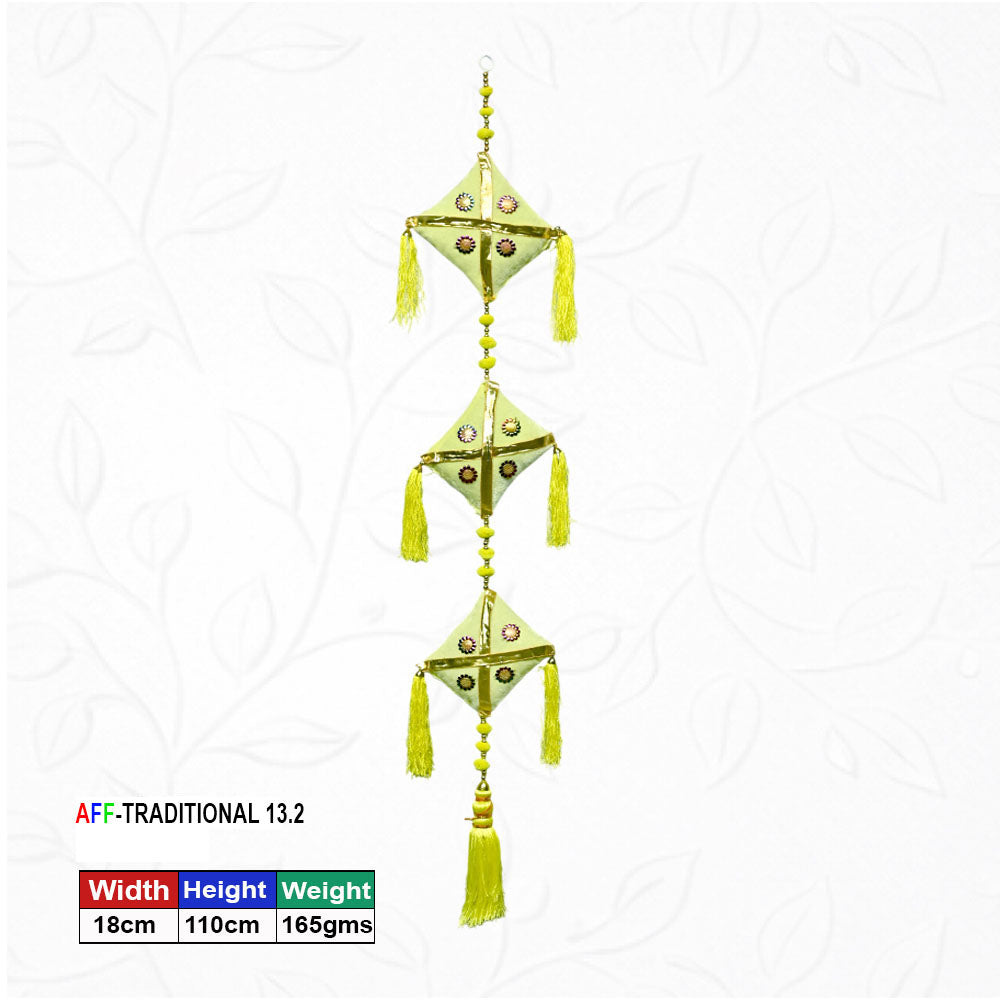 Artificial Traditional Triple Blossom Kite  Green Hanging