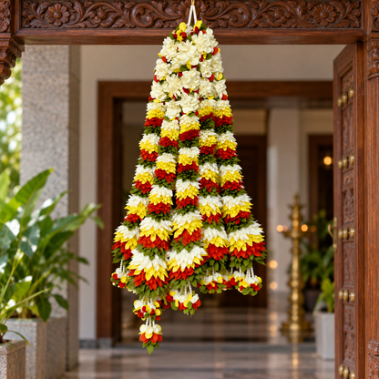 Artificial Red, Yellow & White Flower Garland for Wedding & Festive Decoration – 65 cm| Pack of 10