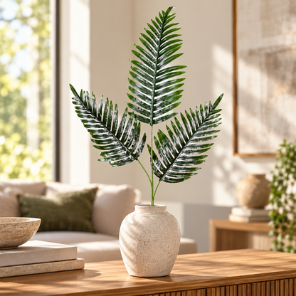 Artificial Green Palm Leaf Spray with 3 Fronds – 82 cm Decorative Foliage for Vases, Floral Arrangements & Wedding Décor