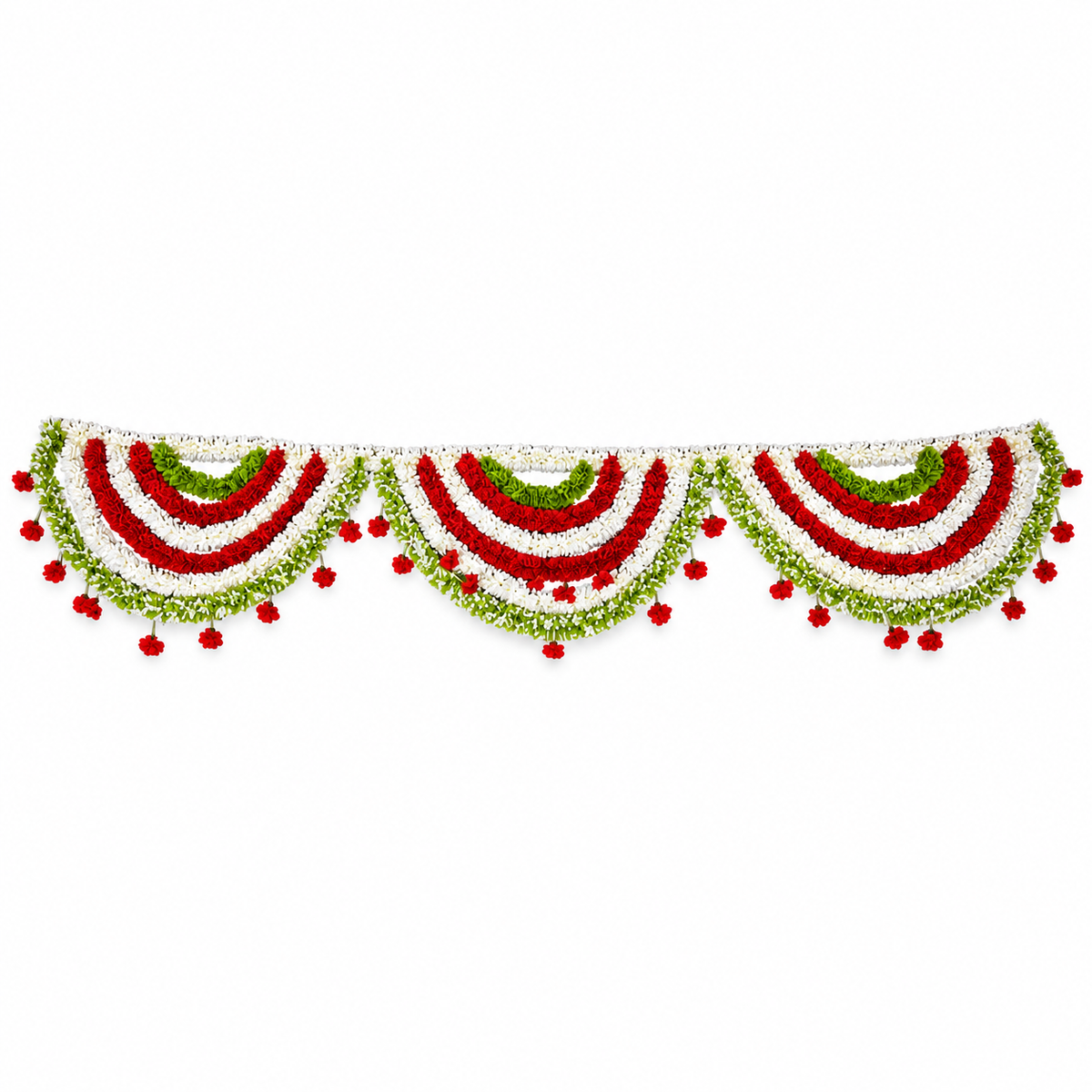 Artificial Red & White Floral Door Toran with Green Accents for Wedding & Festive Decoration – 280 × 60 cm | Pack of 1