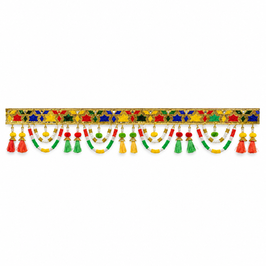 Multicolour Traditional Beaded Door Toran with Colourful Tassels for Wedding & Festive Decoration – 102 cm | Pack of 1