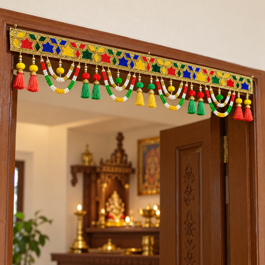 Multicolour Traditional Beaded Door Toran with Colourful Tassels for Wedding & Festive Decoration – 102 cm | Pack of 1