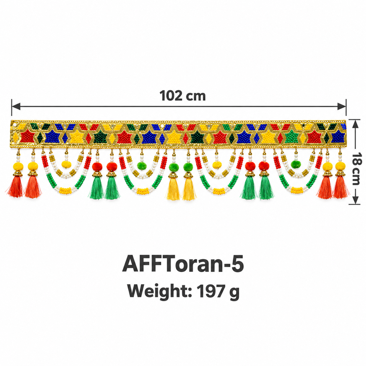 Multicolour Traditional Beaded Door Toran with Colourful Tassels for Wedding & Festive Decoration – 102 cm | Pack of 1