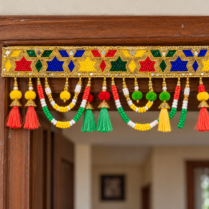Multicolour Traditional Beaded Door Toran with Colourful Tassels for Wedding & Festive Decoration – 102 cm | Pack of 1