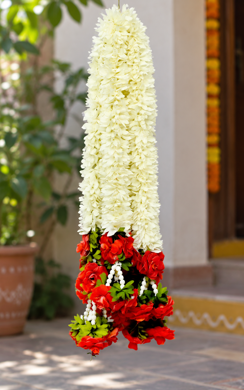 Artificial Flower Garland with Rose Pearl |Pack of 10