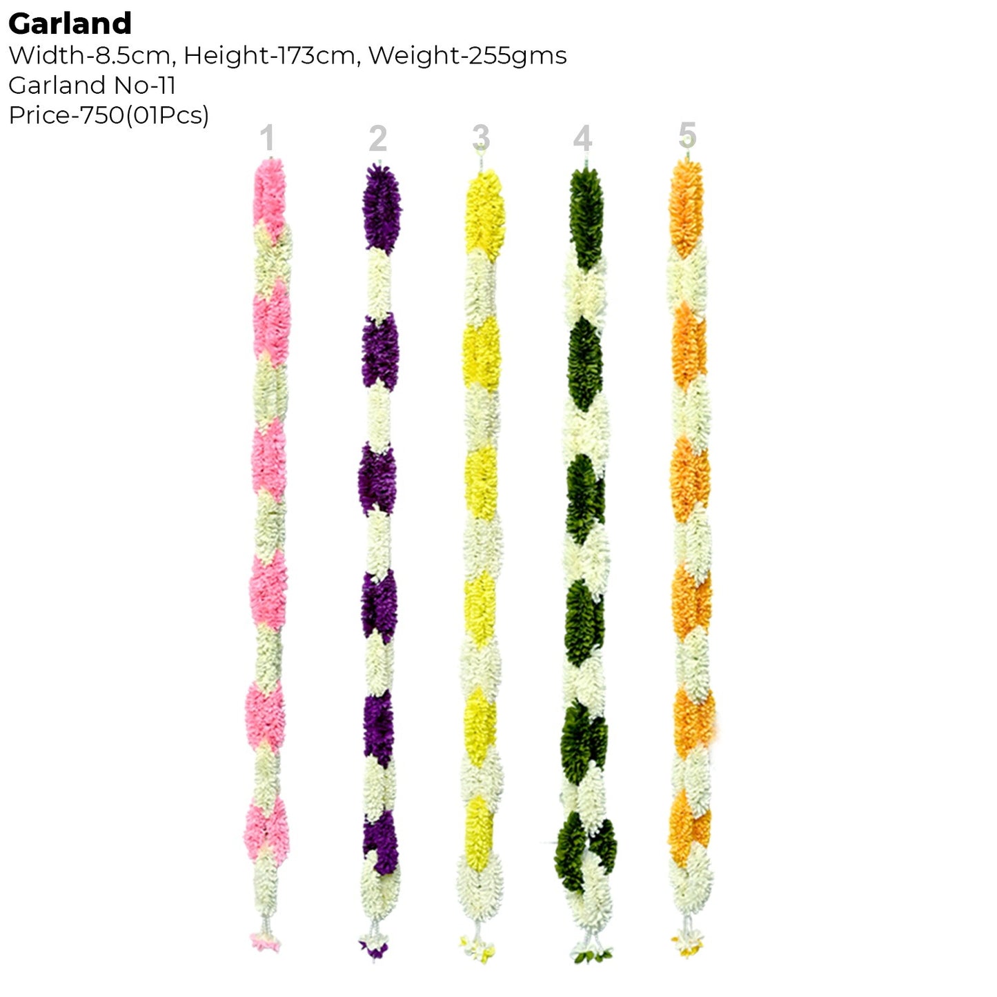 Artificial Flower Garland Sakad Ladi Green & White | AFF-Garland-12.2  | Price Rs.750/Piece {Different colors are available}