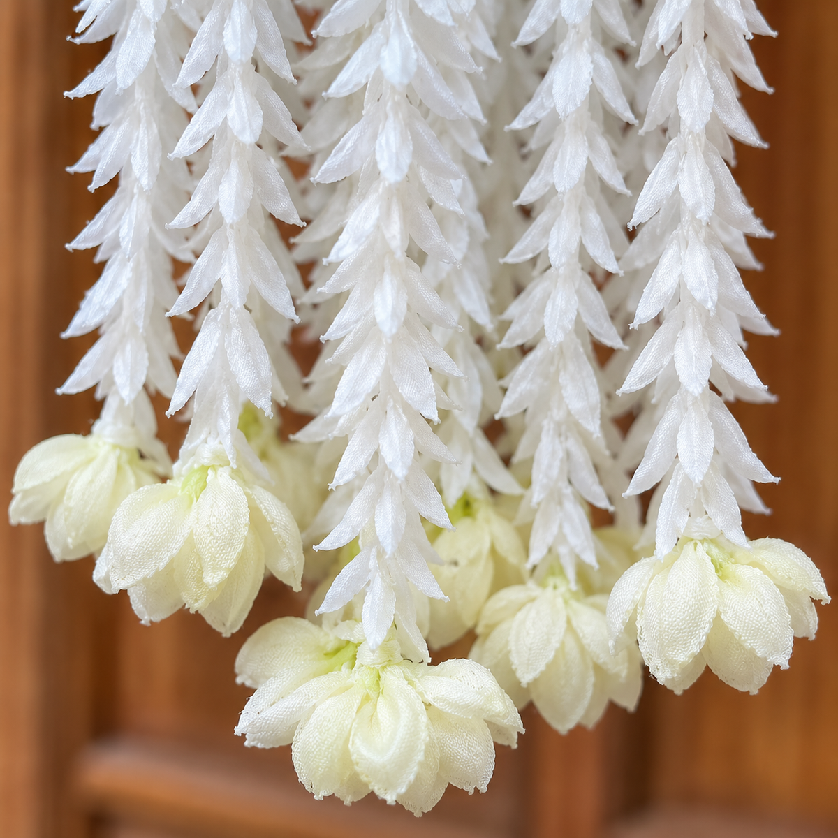 Artificial Ivory & White Floral Hanging Jhumar for Wedding & Festive Decoration – 65 cm | Pack of 10