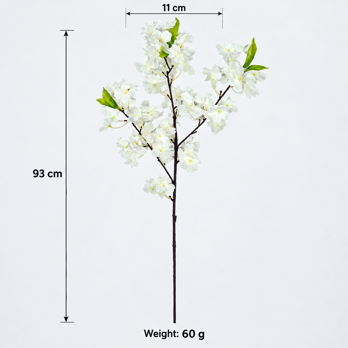 Artificial White Cherry Blossom Stick – 93 cm Decorative Flower Branch for Home, Office & Wedding Décor