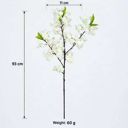 Artificial White Cherry Blossom Stick – 93 cm Decorative Flower Branch for Home, Office & Wedding Décor