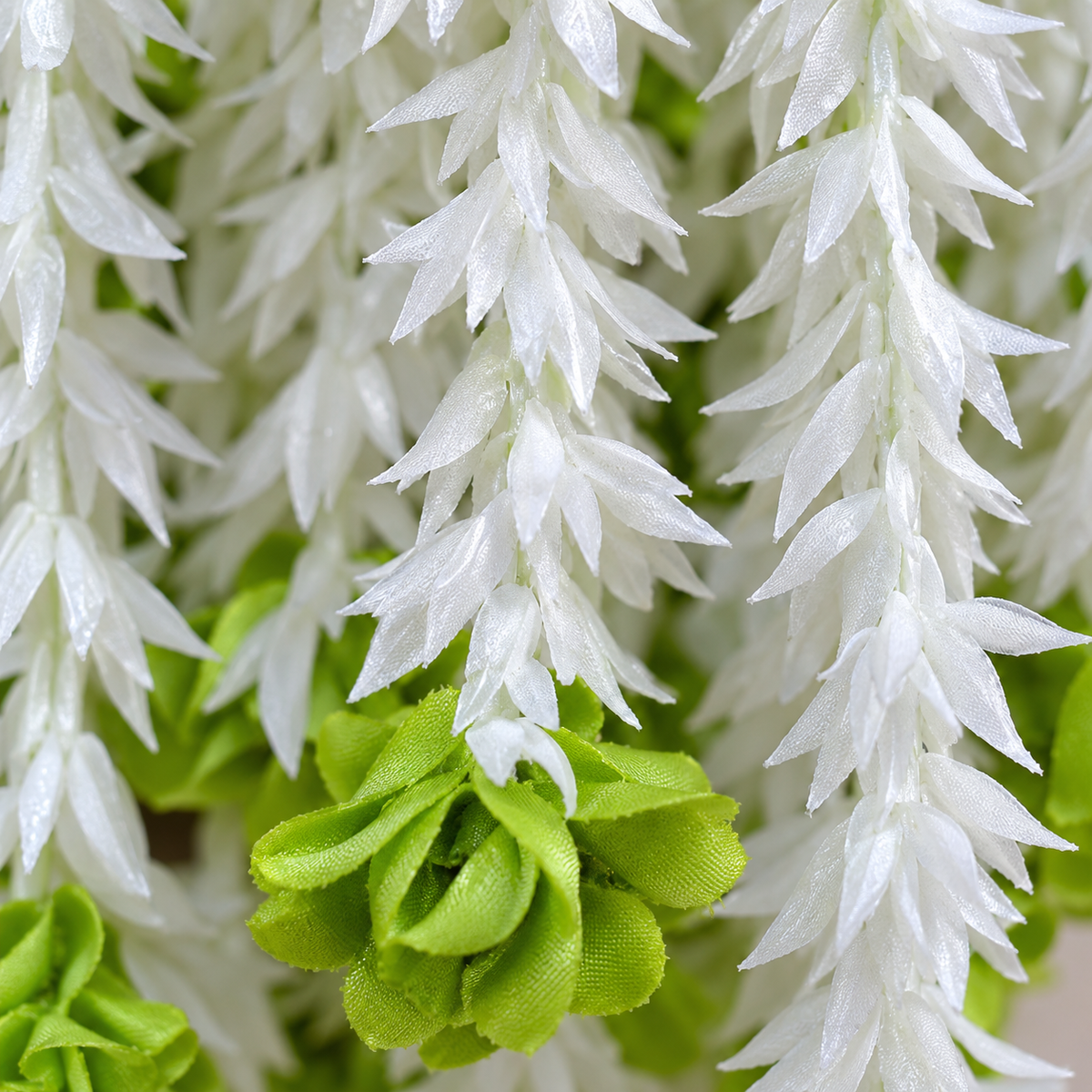 Artificial Green & White Floral Hanging Jhumar for Wedding & Festive Decoration – 65 cm | Pack of 10